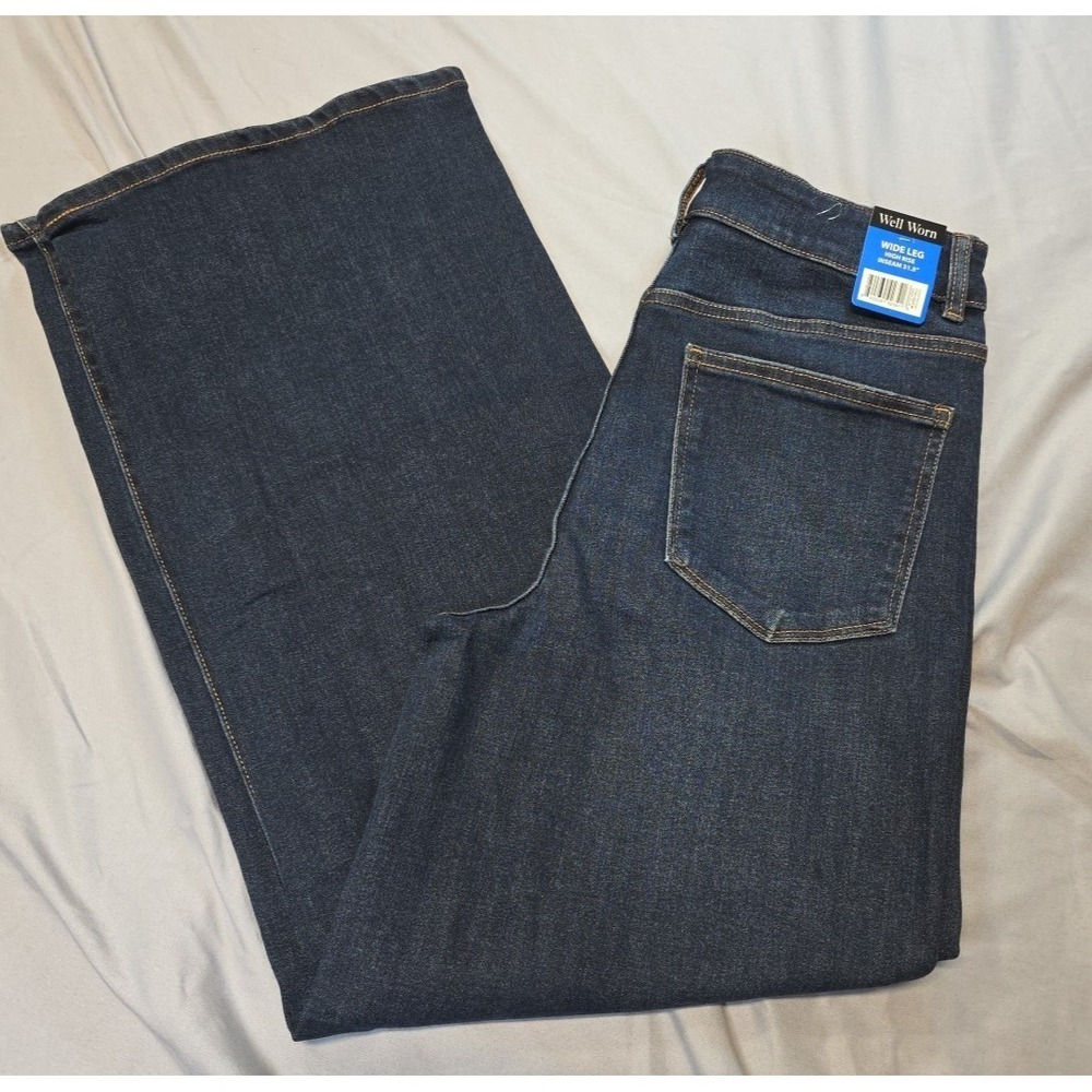 Well Worn Women's Wide Leg High Rise Jeans, Dark Blue, Size 10/30 NWT